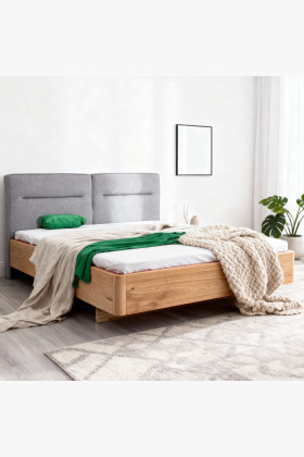 Modernes Doppelbett 180x200 Eiche massiv mit grauem